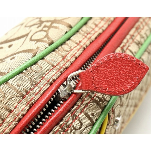 Dior Rasta Christian Trotter Khaki Bag  Leather Shoulder Red Beige - Picture 6 of 9